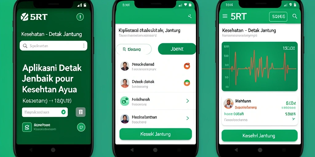 Antarmuka aplikasi 5RT yang sederhana dan informatif untuk cek detak jantung.