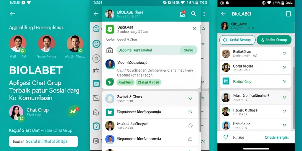 Screenshot utama BIOLABET yang menampilkan antarmuka aplikasi Chat Grup.