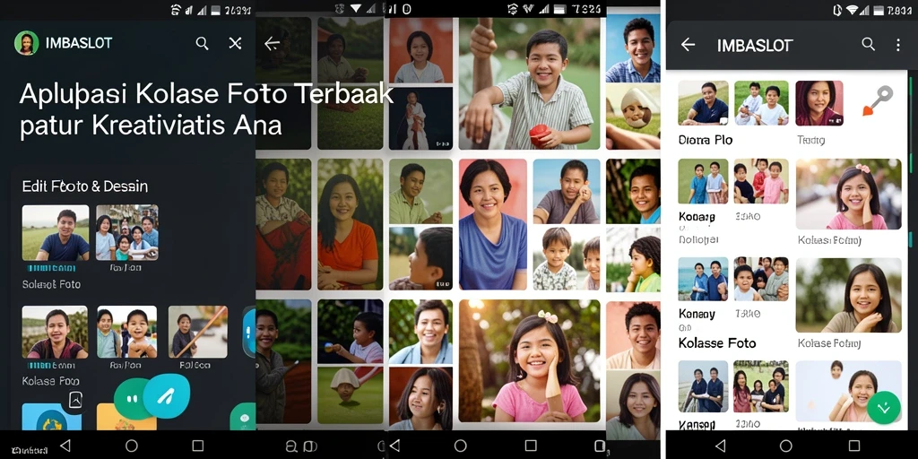 Screenshot antarmuka IMBASLOT menampilkan fitur kolase foto yang menarik.