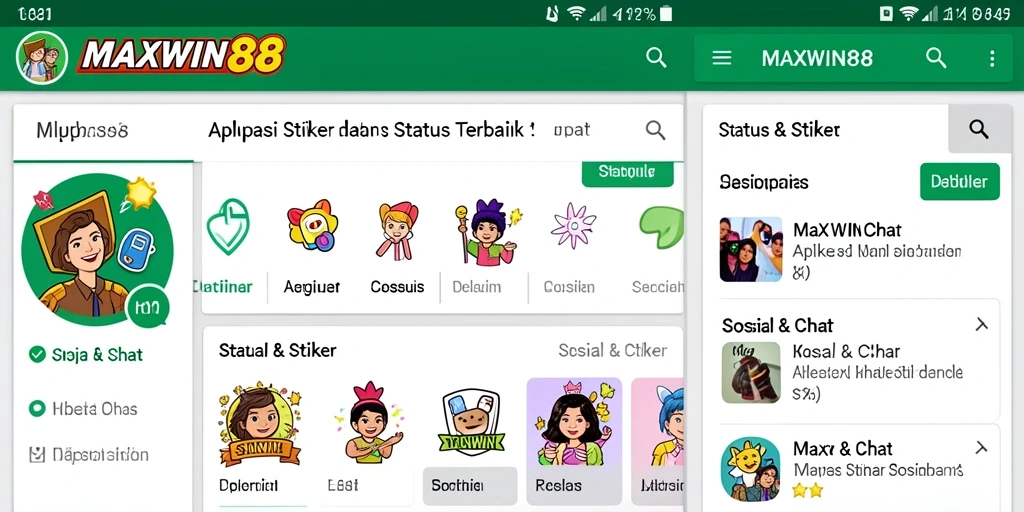Antarmuka MAXWIN88 menampilkan koleksi stiker yang menarik dan interaktif.